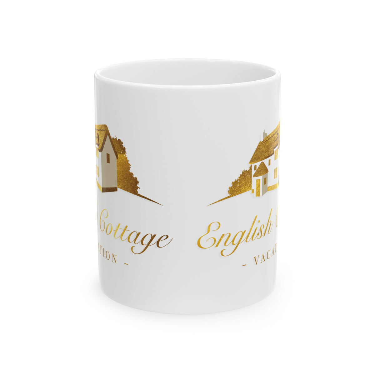 English Cottage Vacation Mug - Cozy Ceramic Coffee Cup, Gift for Homeowners, Tea Lovers, Housewarming, Travel Memories